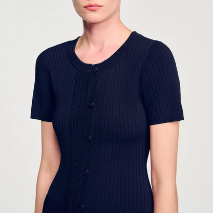 SD Milla Viscose Knit Midi Dress in Navy blue & Wine red