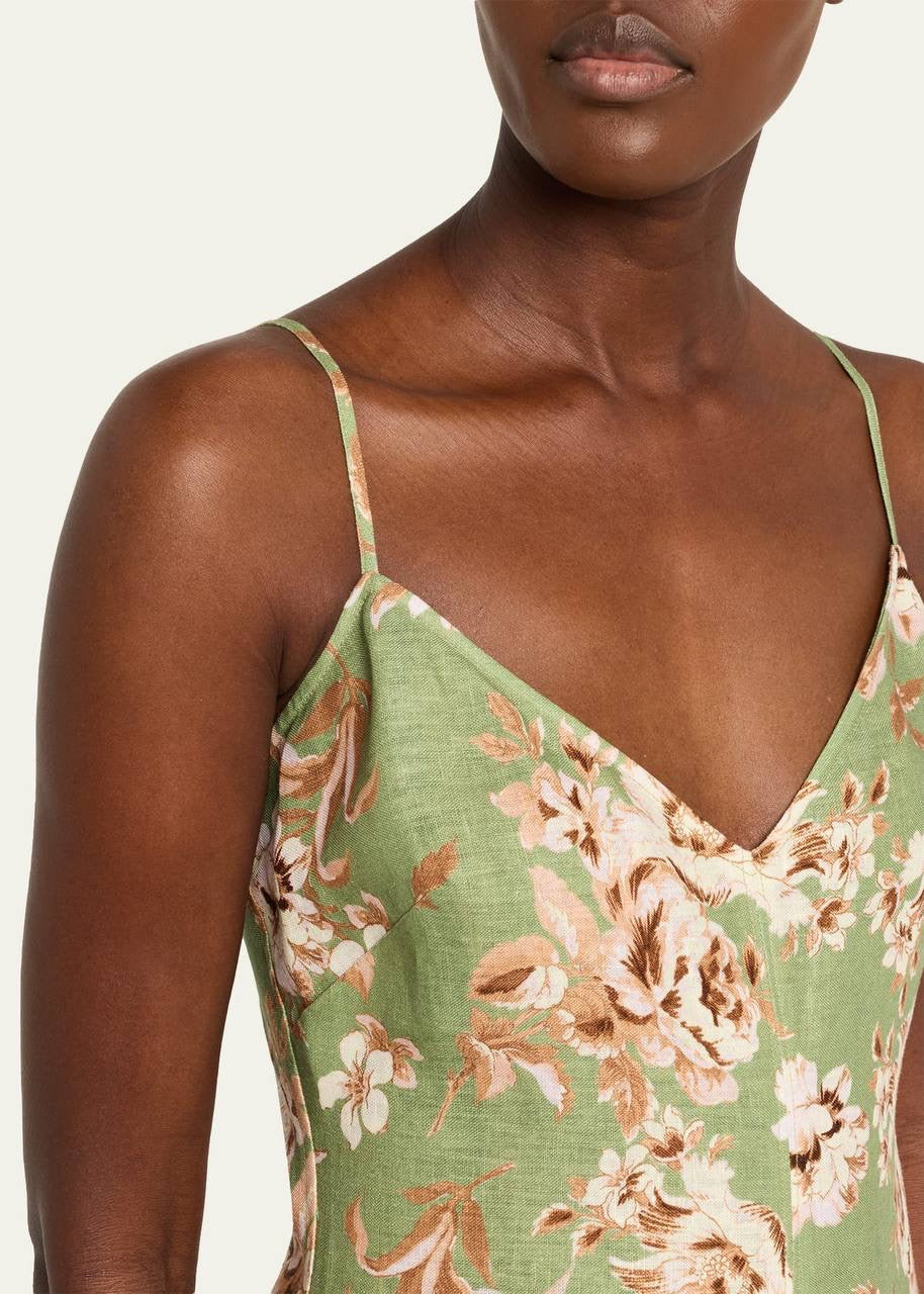 CC Mae Floral Linen Midi Dress