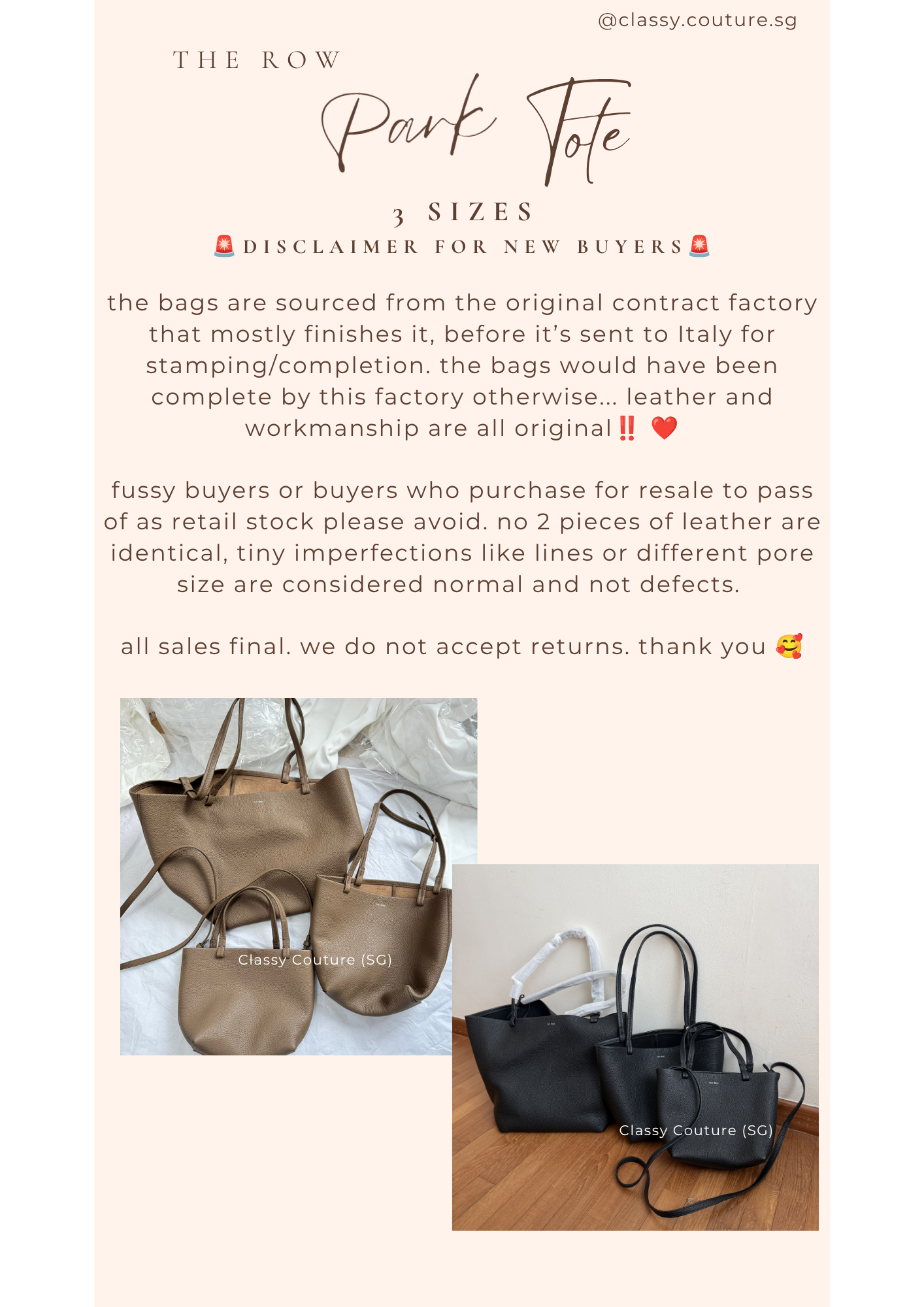 3 Sizes! TR Olive & Black Grained Calfskin Park Tote Three Bag in Small | Medium | Large