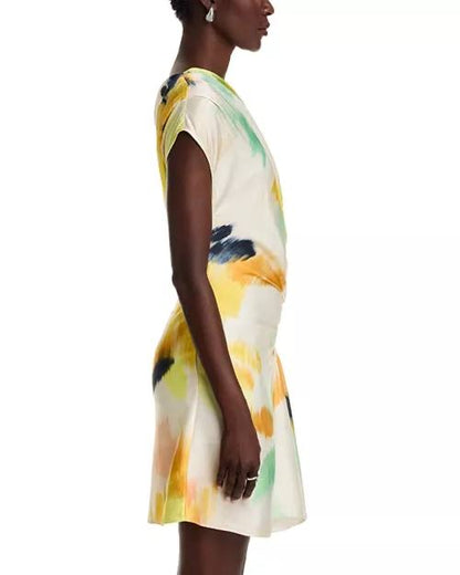 ALC Poppy Draped Satin Viscose Mini Dress