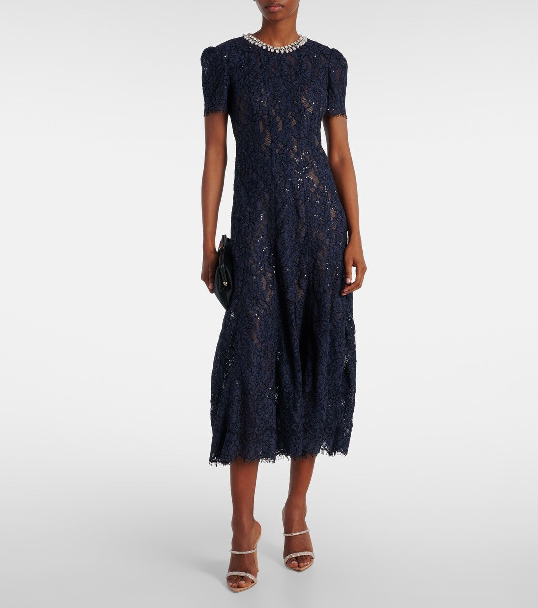 5 Colors! SP Cord Lace Embellished Short Sleeved Midi Dress in Yellow | White | Blue | Pink | Navy (with detachable nude inner slip)