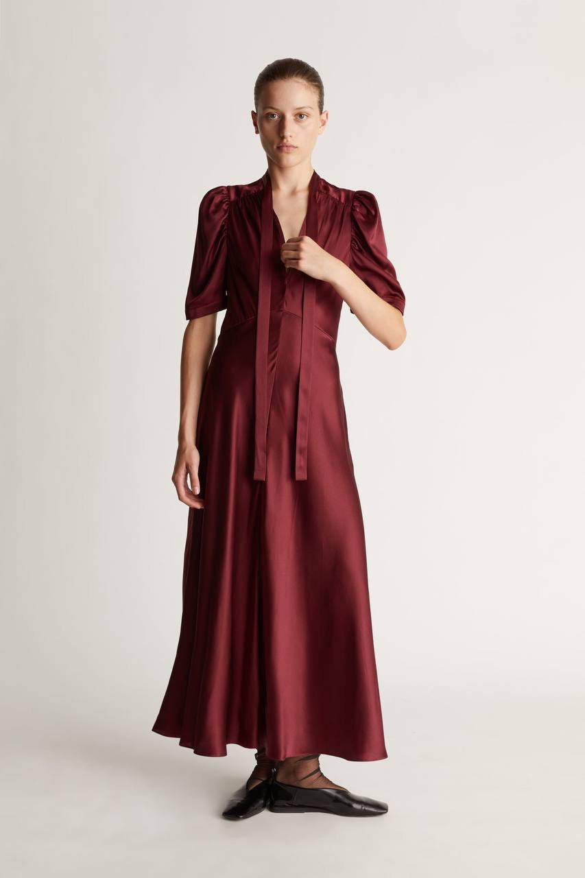 LM Stella Silk Satin Tie Midi Dress
