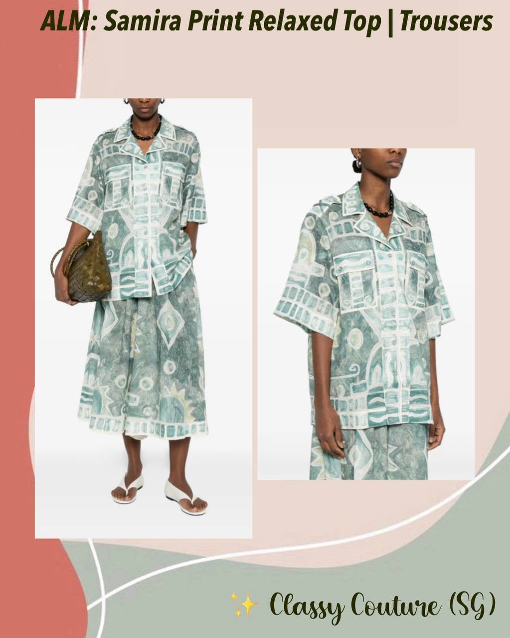 ALM Samira Print Relaxed Top | Wide-leg Trousers Pant | Set