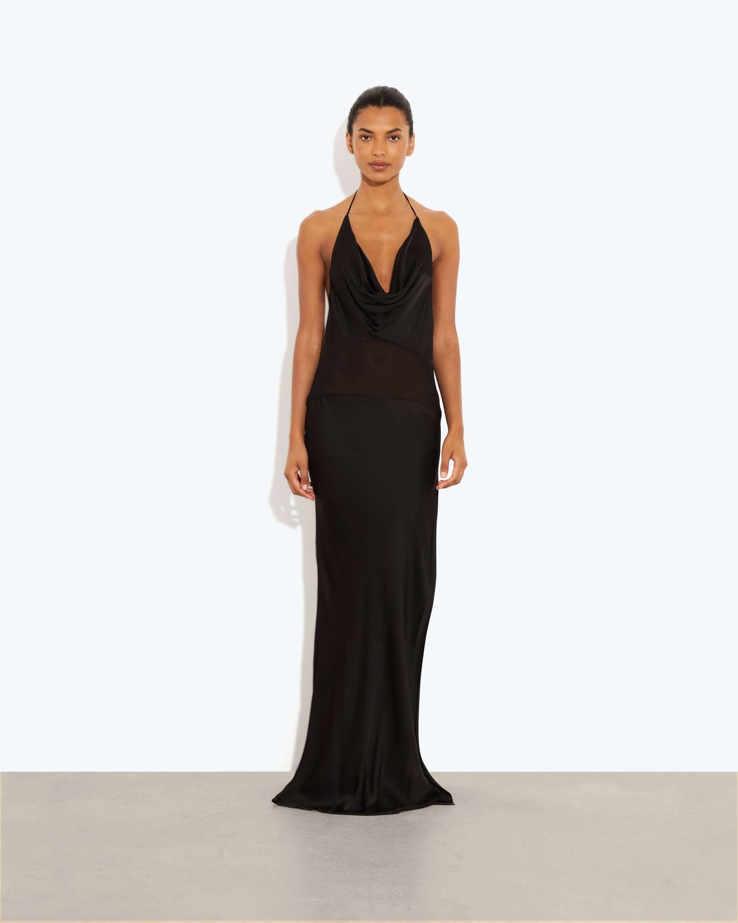 RB Orchid Cowl Halter Viscose Maxi Dress