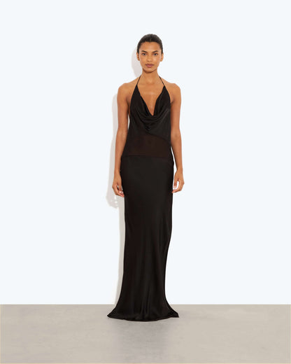 RB Orchid Cowl Halter Viscose Maxi Dress
