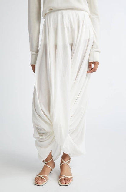 Tot Cocoon Lyocell-Cotton Draped Maxi Skirt