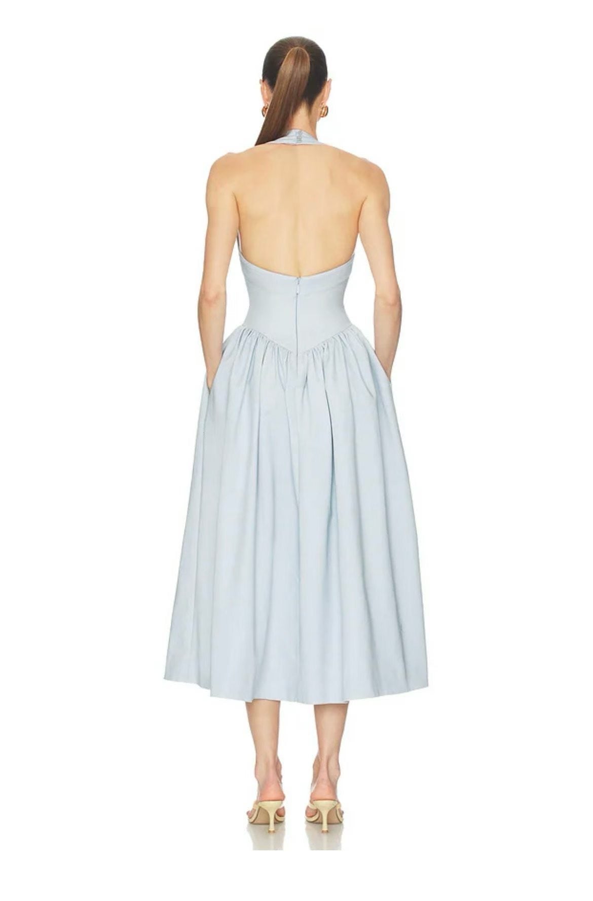 HS Faille Halter Cotton-blend Midi Dress
