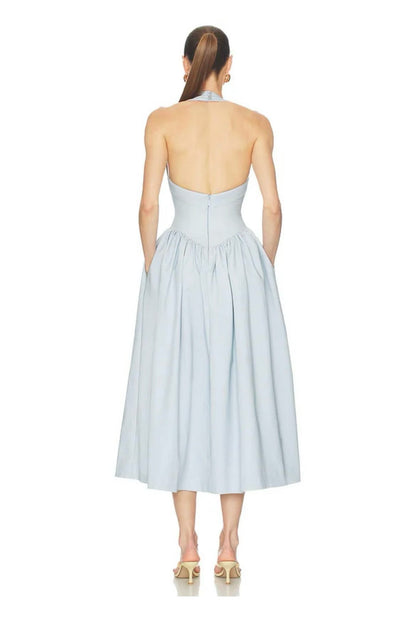 HS Faille Halter Cotton-blend Midi Dress