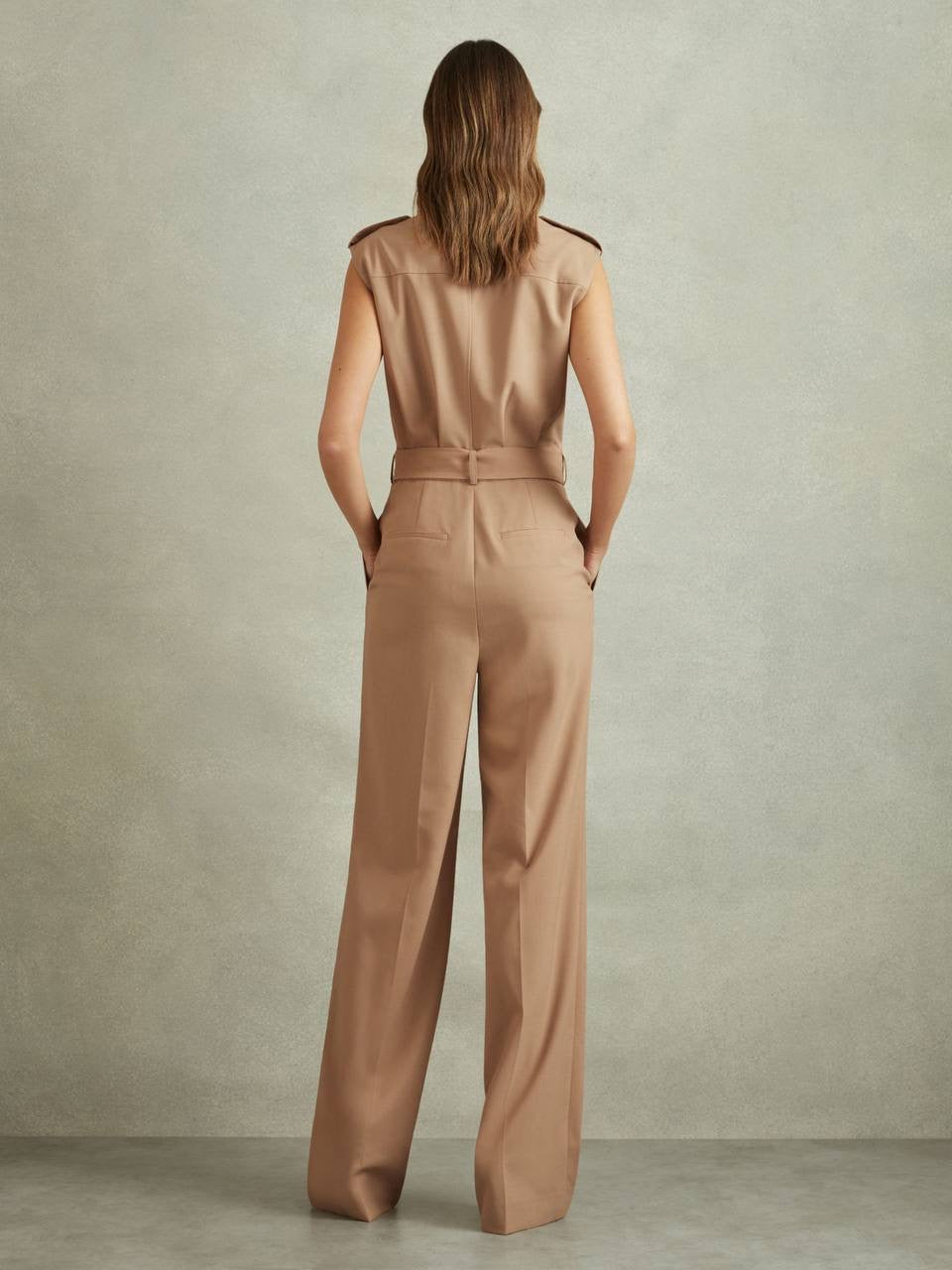 RS Luisa Wool Blend Double Breasted Belted Jumpsuit