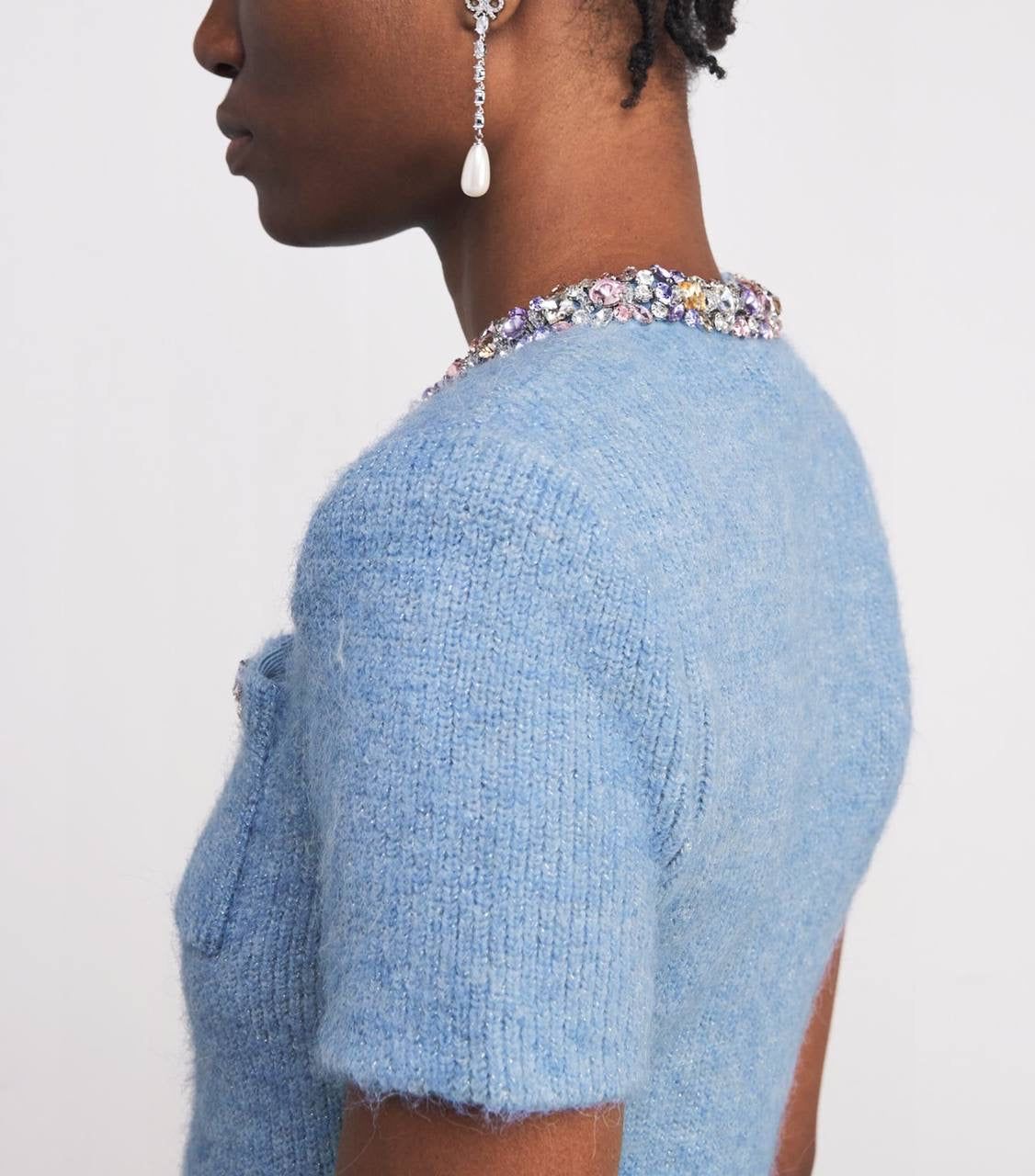 SP Blue Knitted Peplum Midi Dress