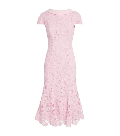 SP Pink Lace Scoop-Back Midi Dress