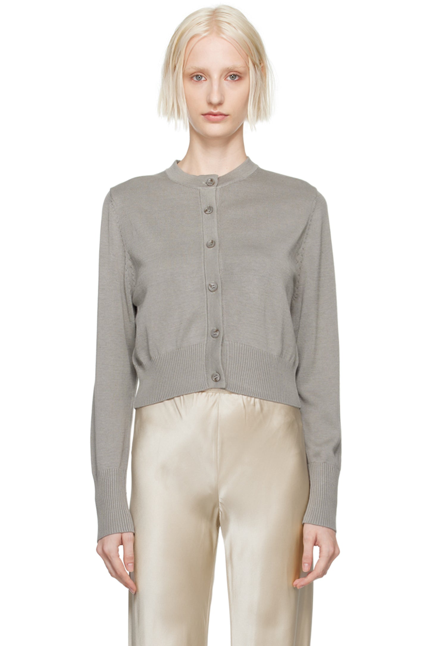 SL Cropped Silk-Cotton Cardigan in Moon | Midnight | Goldfinch | Lake