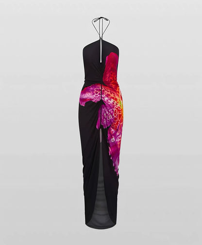 RB Pascala Orchid Viscose Jersey Halter Maxi Dress