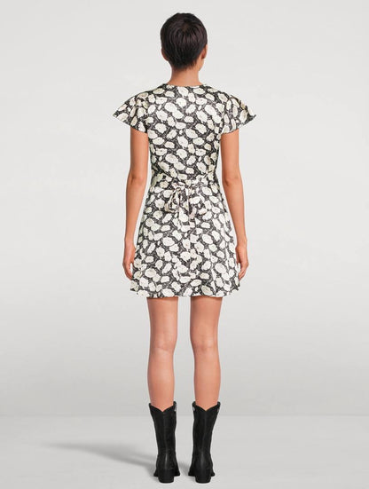 3 Colors! DN Dianne Silk-satin V-Neck Mini Dress