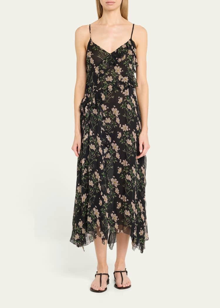 SE Elizabeth Floral Ruffle Strappy Midi Dress