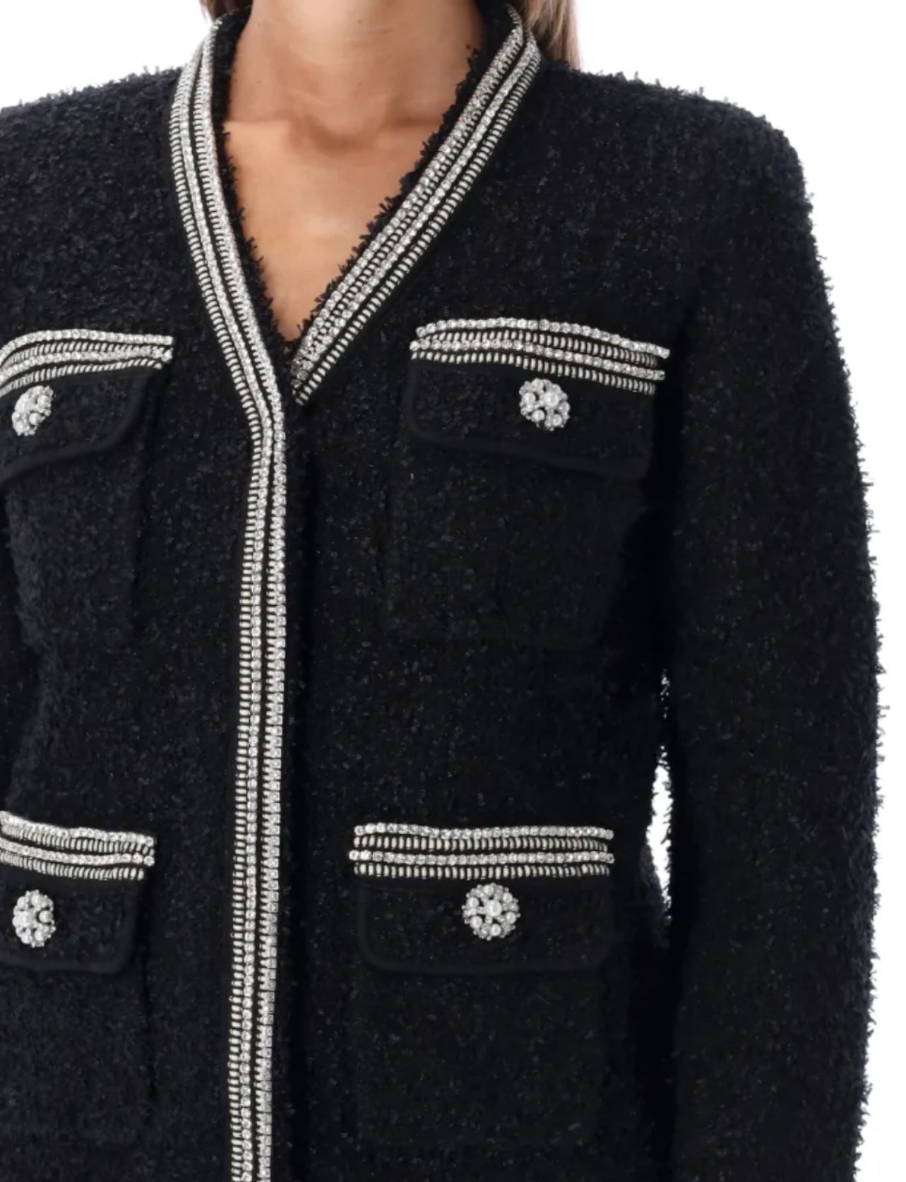 SP White | Black Tape Knit Cardigan