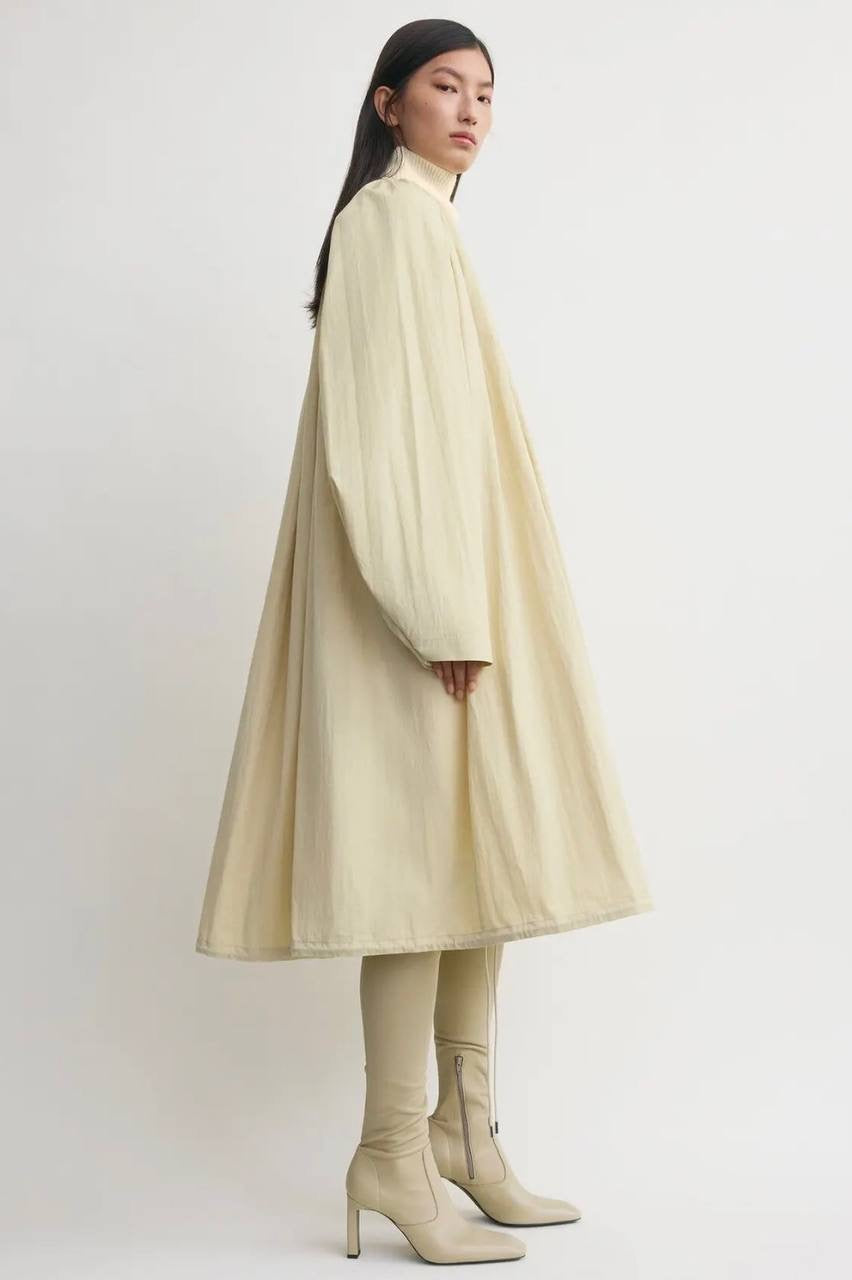 TOT Gathered Parachute Cotton Blend Trench Coat