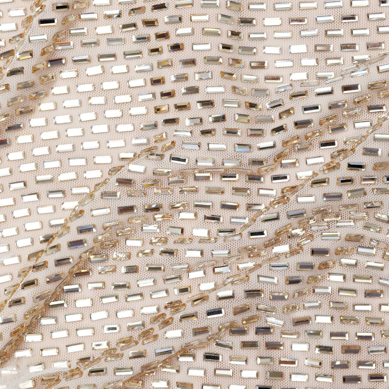 SP Champagne Rhinestone Drape Maxi Dress