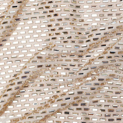 SP Champagne Rhinestone Drape Maxi Dress