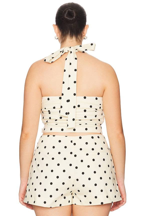 LA Polina Polkadot Halter Crop Top | High Waist Shorts | Set