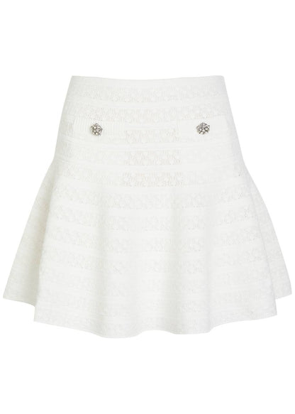SP White Pointelle Knit Cardigan | Mini Skirt | Set