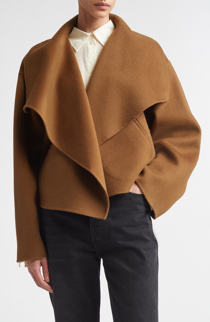 3 Colors! Tot Signature Cropped Double Face Wool Jacket Coat