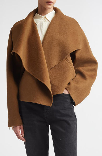 3 Colors! Tot Signature Cropped Double Face Wool Jacket Coat