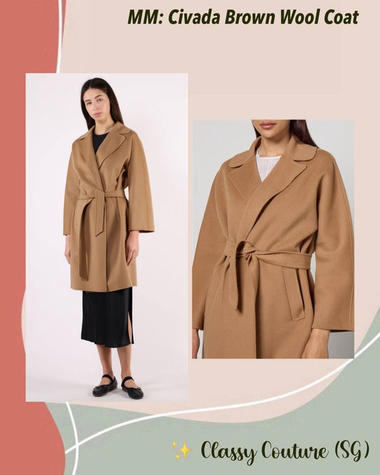 MM Civada Double-faced Brown Wool Robe Short Coat