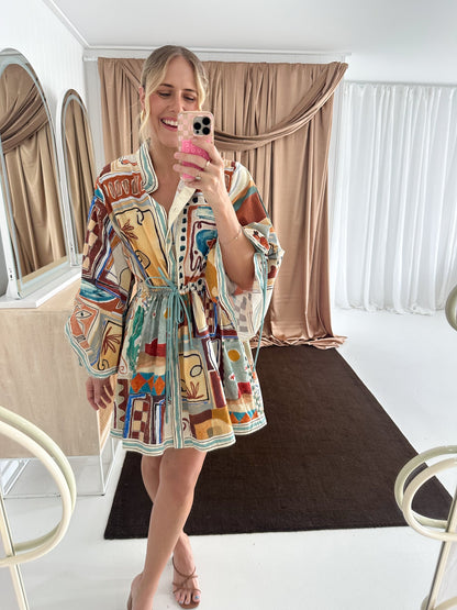 ALM Michelle Cotton Poplin Long Sleeve Mini Dress