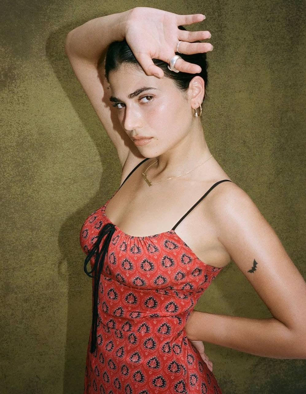 RP Inez Silk Milkmaid Mini Dress in Lucky Fortune Red