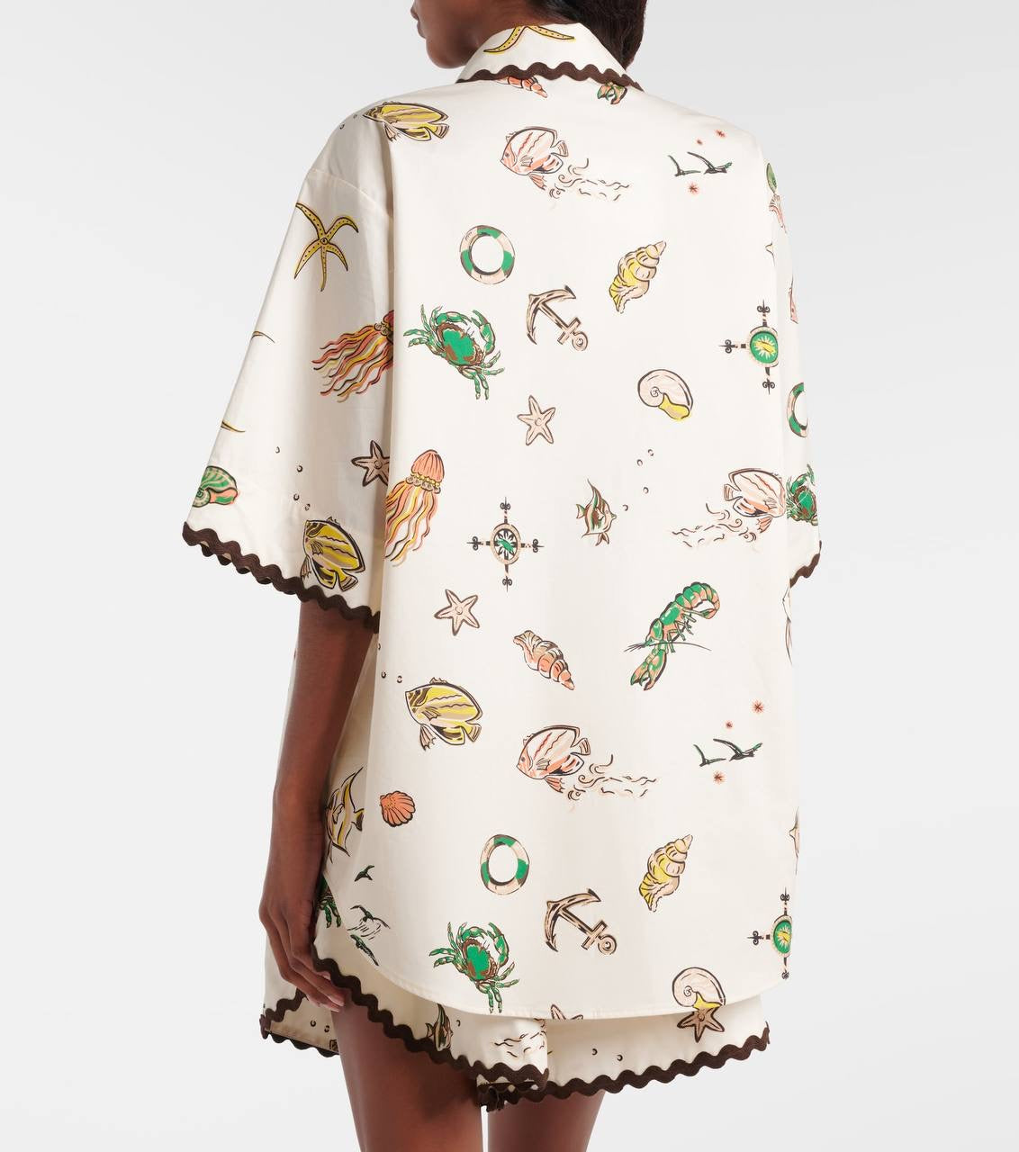 ALM Sea-Themed Printed Cotton Shirt | Shorts
