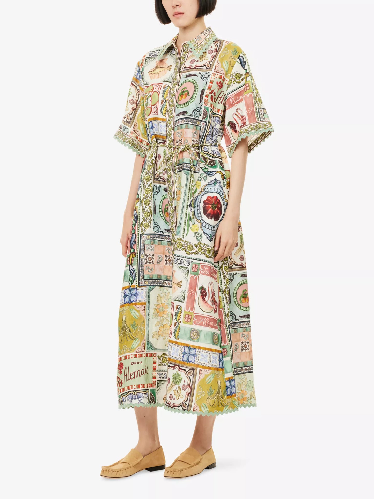ALM Tommasina Linen Midi Dress Shirtdress