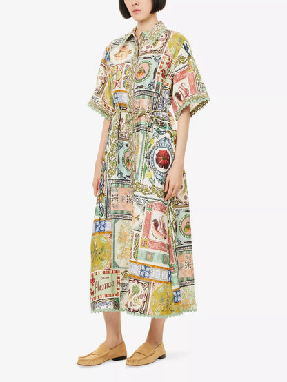 ALM Tommasina Linen Midi Dress Shirtdress