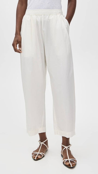 AA Spa Pleat Cotton Smock-waist Jogger Pants