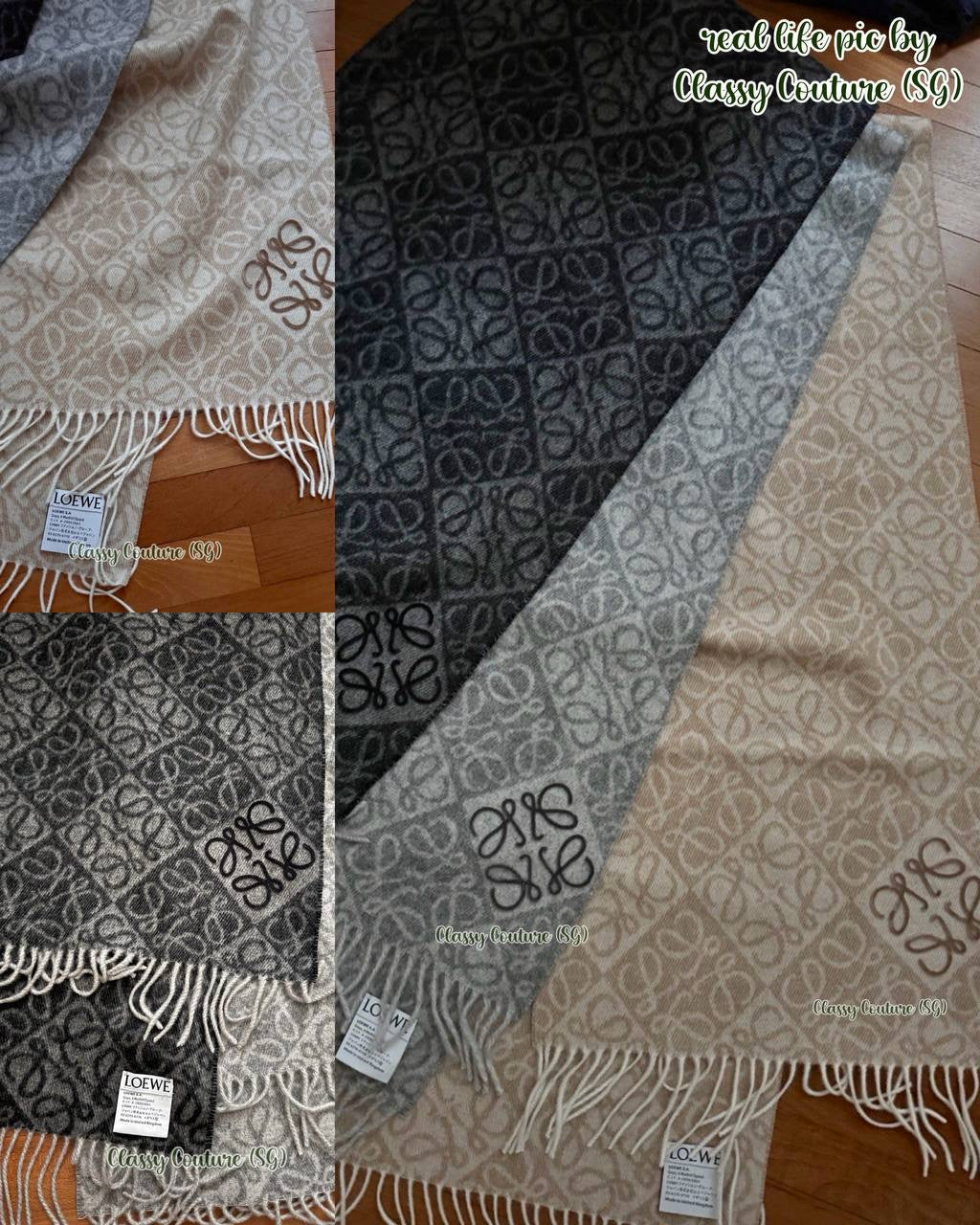 LW Anagram Scarf in Wool and Cashmere 180x38cm