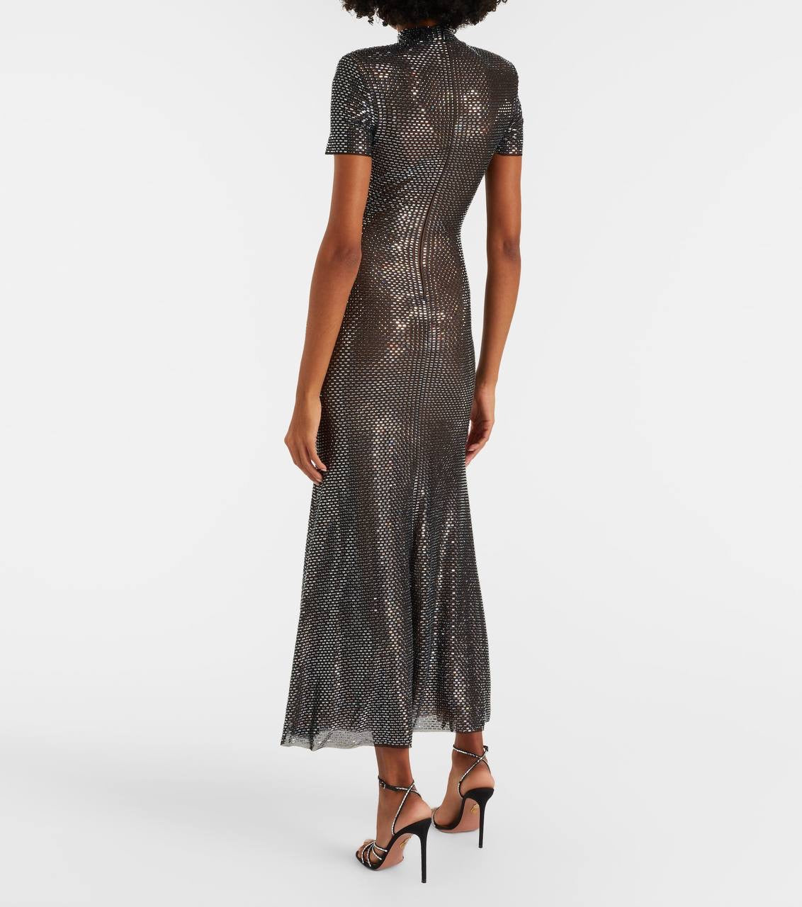 SP Gun Metal Mesh Rhinestone Maxi Dress