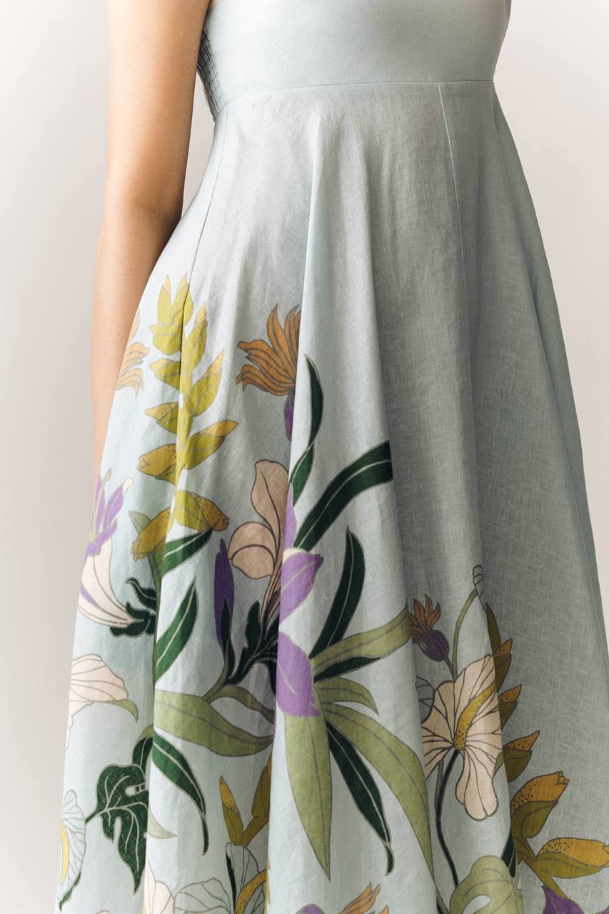 ALM Alfie Linen Sleeveless Sundress Midi Dress