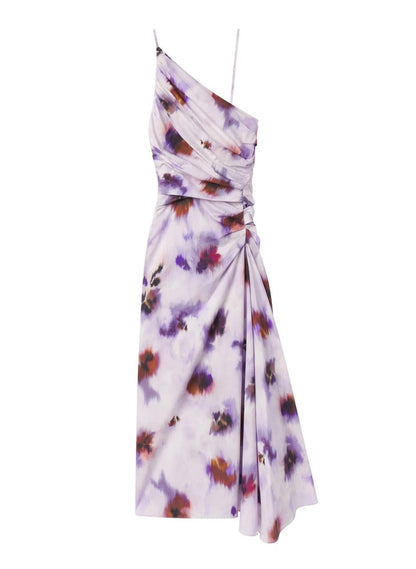 ALC Juno One Shoulder Tie Dye Cotton Midi Dress