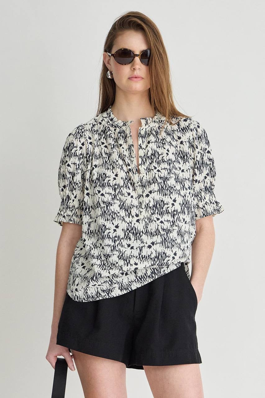 AA Textured Los Altos Cotton Top in Tropical Midnight