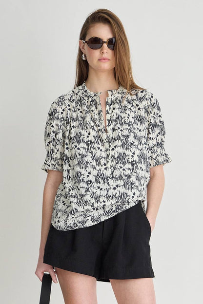 AA Textured Los Altos Cotton Top in Tropical Midnight