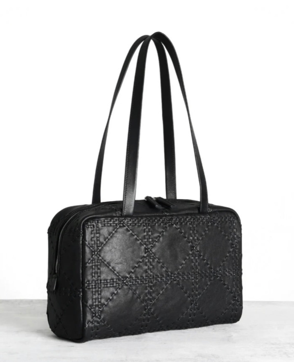 2 Colors! TR Astra Woven Bowling Goatskin Leather Shoulder Tote Bag