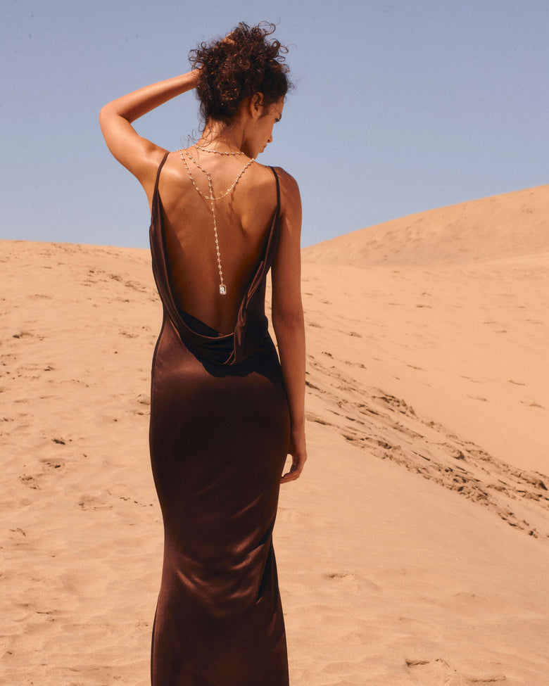 RB Deia Slip Jersey Cowl Backless Maxi Dress