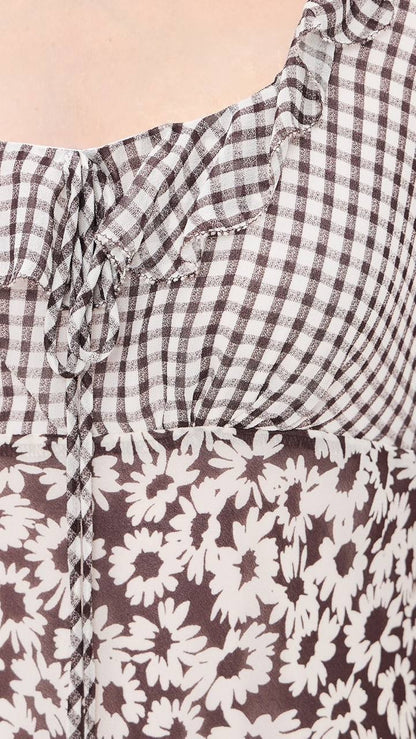 SALE! RA Dahlia Viscose Maxi Dress in Check/Floral