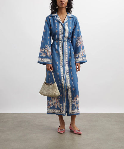 ALM Acacia Belted Linen Shirtdress Midi Dress