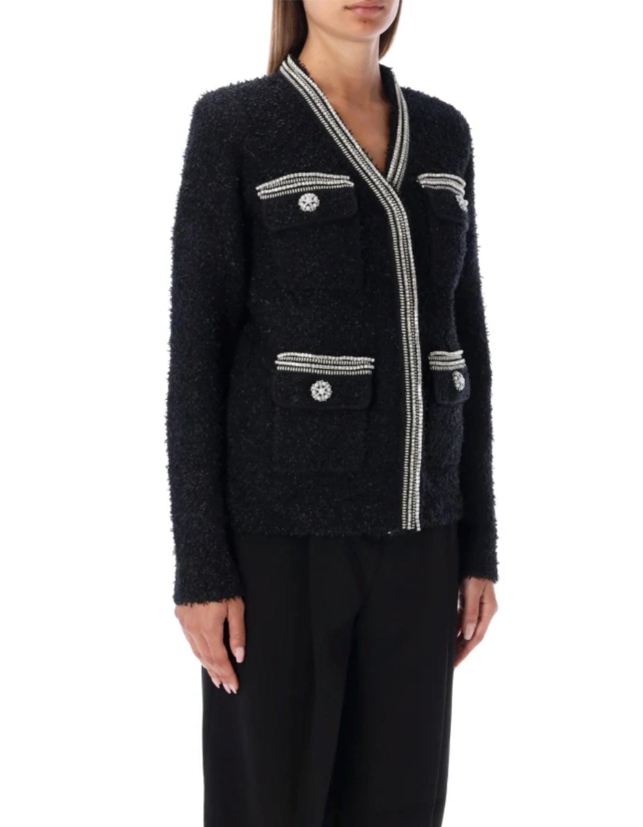 SP White | Black Tape Knit Cardigan