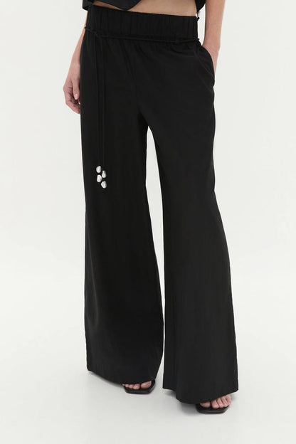 3 Colors! AJ Dessie Belted Relaxed Linen-Cotton Pants