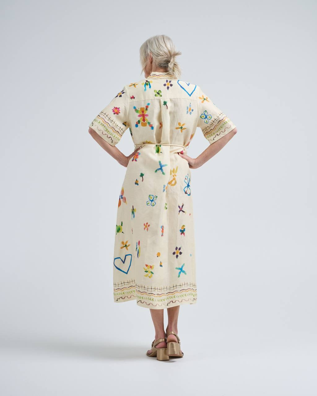 ALM Sidi Linen-Viscose Shirtdress Midi Dress