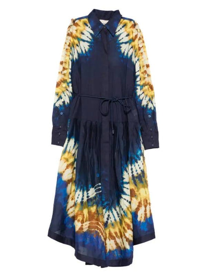 ALM Martine Tie Dye Ramie Shirtdress Midi Dress