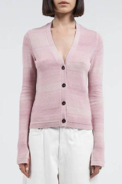 MM Space Dye Stripe Slim-Fit Featherweight Cashmere-Organic Cotton Cardigan