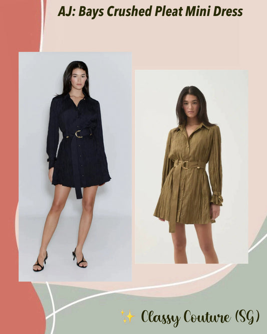 AJ Bays Crushed Pleat Mini Dress